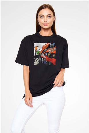 Buckethead Baskılı Unisex Siyah Oversize Tişört - Tshirt