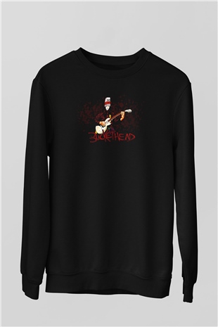 Buckethead Baskılı Unisex Siyah Sweatshirt
