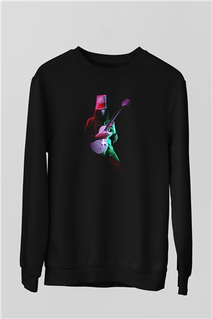 Buckethead Baskılı Unisex Siyah Sweatshirt