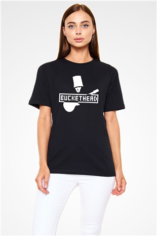 Buckethead Baskılı Unisex Siyah Tişört - Tshirt