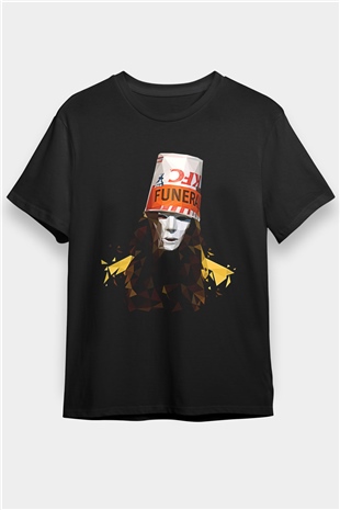 Buckethead Baskılı Unisex Siyah Tişört - Tshirt