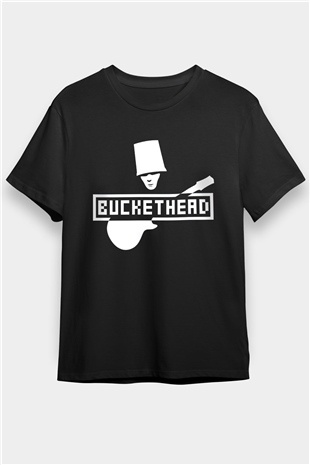 Buckethead Baskılı Unisex Siyah Tişört - Tshirt