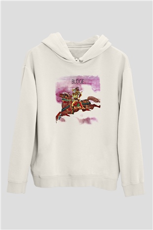 Budgie Baskılı Unisex Beyaz Hoodie