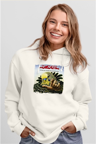 Budgie Baskılı Unisex Beyaz Hoodie