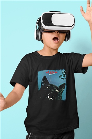 Budgie Baskılı Unisex Siyah Çocuk Tişört