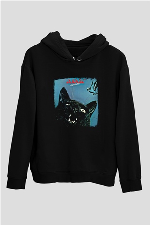 Budgie Baskılı Unisex Siyah Hoodie