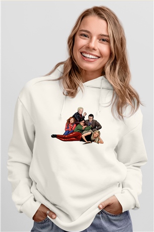 Buffy the Vampire Slayer Beyaz Unisex Kapşonlu Sweatshirt