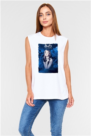 Buffy the Vampire Slayer Beyaz Unisex Kolsuz Tişört