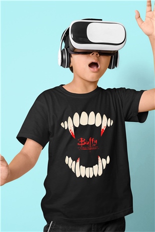 Buffy the Vampire Slayer Siyah Unisex Çocuk Tişört