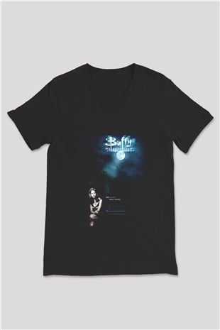 Buffy the Vampire Slayer Siyah Unisex V Yaka Tişört T-Shirt