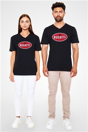 Bugatti Siyah Unisex V Yaka Tişört T-Shirt