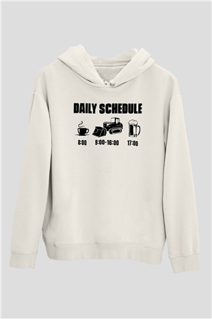 Buldozer operatörü Beyaz Unisex Kapüşonlu Sweatshirt