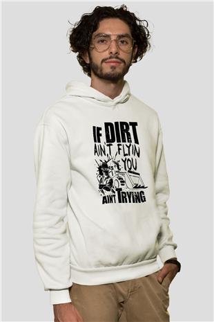 Buldozer operatörü Beyaz Unisex Kapüşonlu Sweatshirt