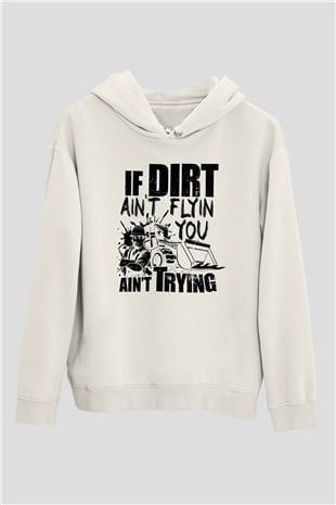 Buldozer operatörü Beyaz Unisex Kapüşonlu Sweatshirt
