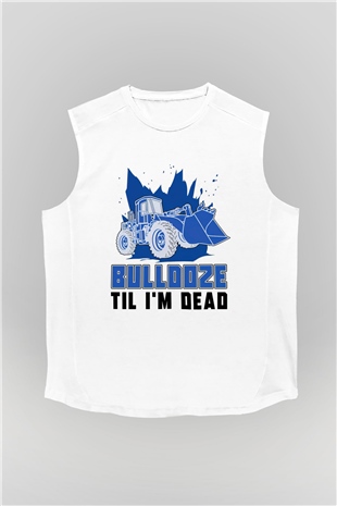 Buldozer operatörü Beyaz Unisex Kolsuz Tişört