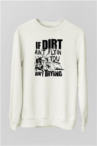 Buldozer operatörü Beyaz Unisex Sweatshirt