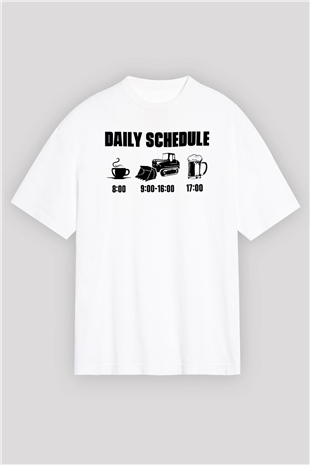 Buldozer operatörü Beyaz Oversize Tişört Oversize T-shirt - TişörtFabrikası