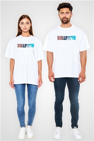 Buldozer operatörü Beyaz Oversize Tişört Oversize T-shirt - TişörtFabrikası