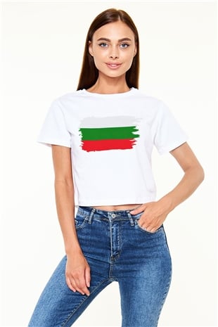 Bulgaristan Beyaz Croptop Tişört