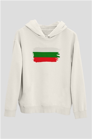 Bulgaristan Beyaz Unisex Kapşonlu Sweatshirt