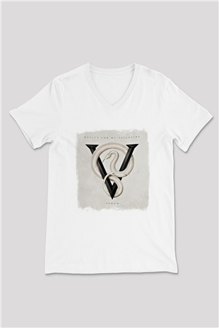 Bullet for My Valentine Baskılı Unisex Beyaz V Yaka Tişört