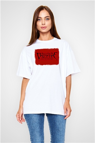 Bullet for My Valentine Baskılı Unisex Beyaz Oversize Tişört