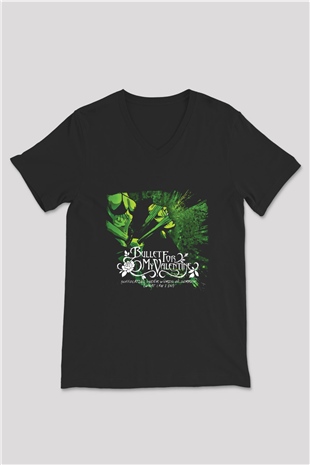 Bullet for My Valentine Baskılı Unisex Siyah V Yaka Tişört