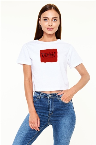 Bullet for My Valentine Baskılı Unisex Beyaz Crop Top Tişört