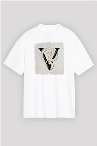 Bullet for My Valentine Baskılı Unisex Beyaz Oversize Tişört