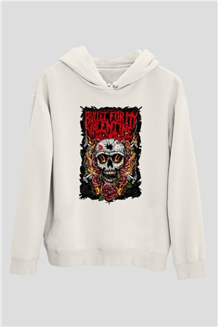 Bullet for My Valentine Beyaz Unisex Kapşonlu Sweatshirt
