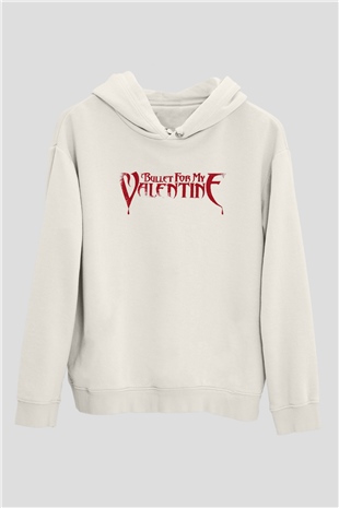 Bullet for My Valentine Beyaz Unisex Kapşonlu Sweatshirt