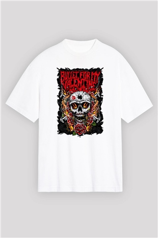 Bullet for My Valentine Beyaz Unisex Oversize Tişört T-Shirt