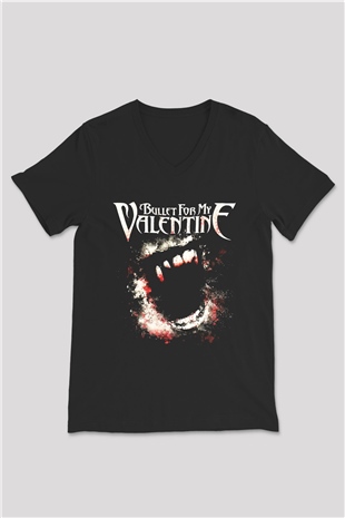 Bullet for My Valentine Siyah Unisex V Yaka Tişört T-Shirt