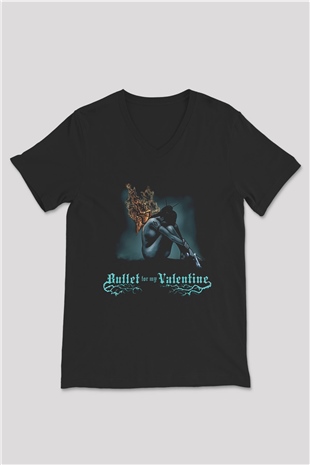 Bullet for My Valentine Siyah Unisex V Yaka Tişört T-Shirt