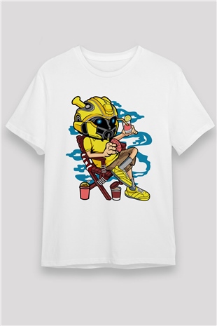 Bumble Bee Holiday Baskılı Unisex Beyaz Tişört