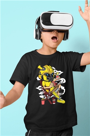 Bumble Bee Holiday Baskılı Unisex Siyah Çocuk Tişört