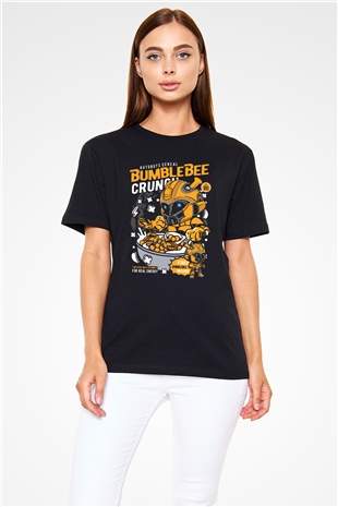 Bumblebee Crunch Baskılı Unisex Siyah Tişört