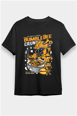 Bumblebee Crunch Baskılı Unisex Siyah Tişört