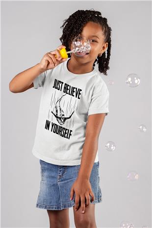 Bungee Jumping Baskılı Unisex Beyaz Çocuk Tişört - Tshirt