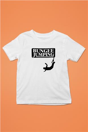 Bungee Jumping Baskılı Unisex Beyaz Çocuk Tişört - Tshirt