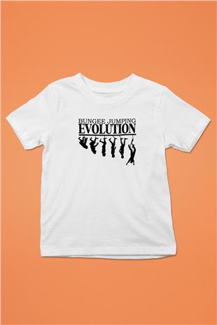 Bungee Jumping Baskılı Unisex Beyaz Çocuk Tişört - Tshirt