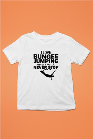 Bungee Jumping Baskılı Unisex Beyaz Çocuk Tişört - Tshirt