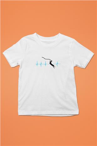 Bungee Jumping Baskılı Unisex Beyaz Çocuk Tişört - Tshirt