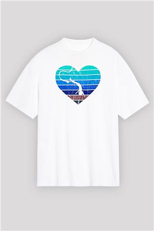 Bungee Jumping Baskılı Unisex Beyaz Oversize Tişört - Tshirt