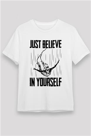 Bungee Jumping Baskılı Unisex Beyaz Tişört - Tshirt