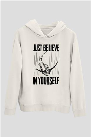 Bungee Jumping Baskılı Unisex Ekru Hoodie