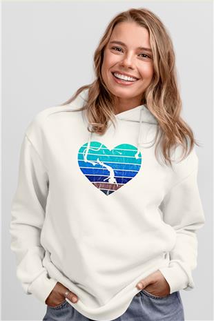 Bungee Jumping Baskılı Unisex Ekru Hoodie