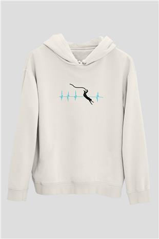 Bungee Jumping Baskılı Unisex Ekru Hoodie