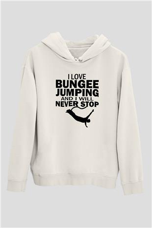 Bungee Jumping Baskılı Unisex Ekru Hoodie