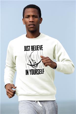 Bungee Jumping Baskılı Unisex Ekru Sweatshirt